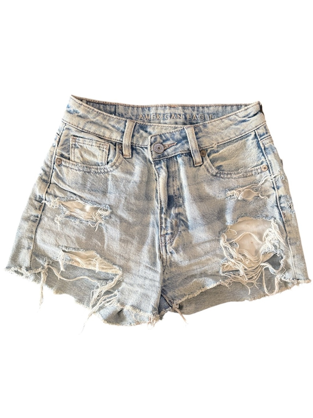 American Eagle Strigid Asymmetrical Waistline Mom Shorts